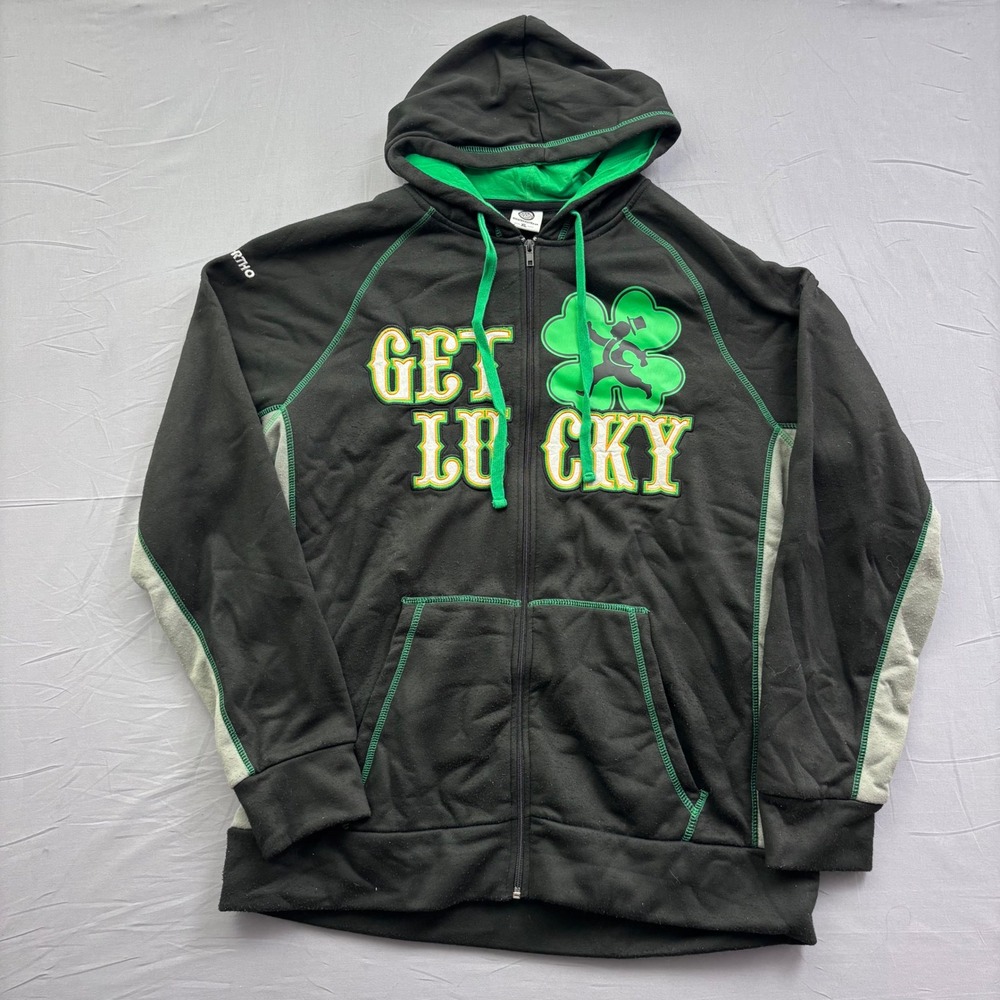 Team Ortho Get Lucky Finisher Zip Hoodie Mens XL Black Green St Patricks Day 7K